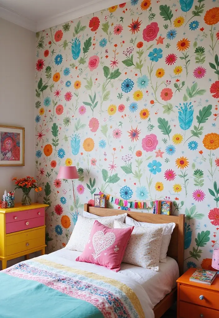 11 Floral Bedroom Wallpaper Ideas That Bloom With Personality and Charm - 3. Whimsical Wonderland