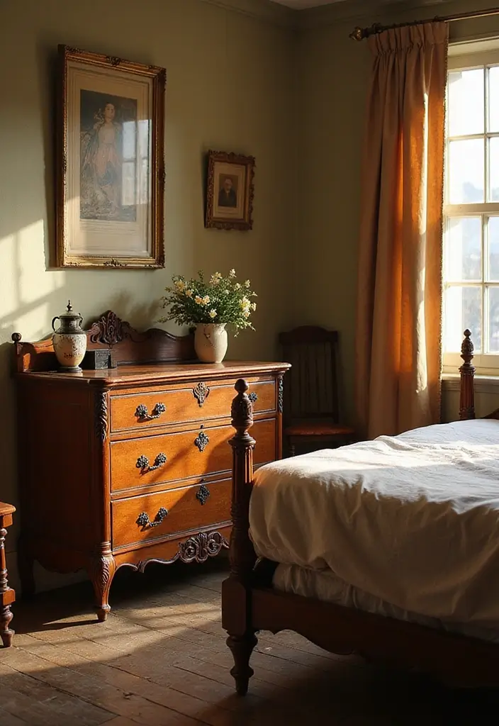 13 Vintage Bedroom Decor Ideas That Radiate Timeless Charm - 2. Antique Furniture