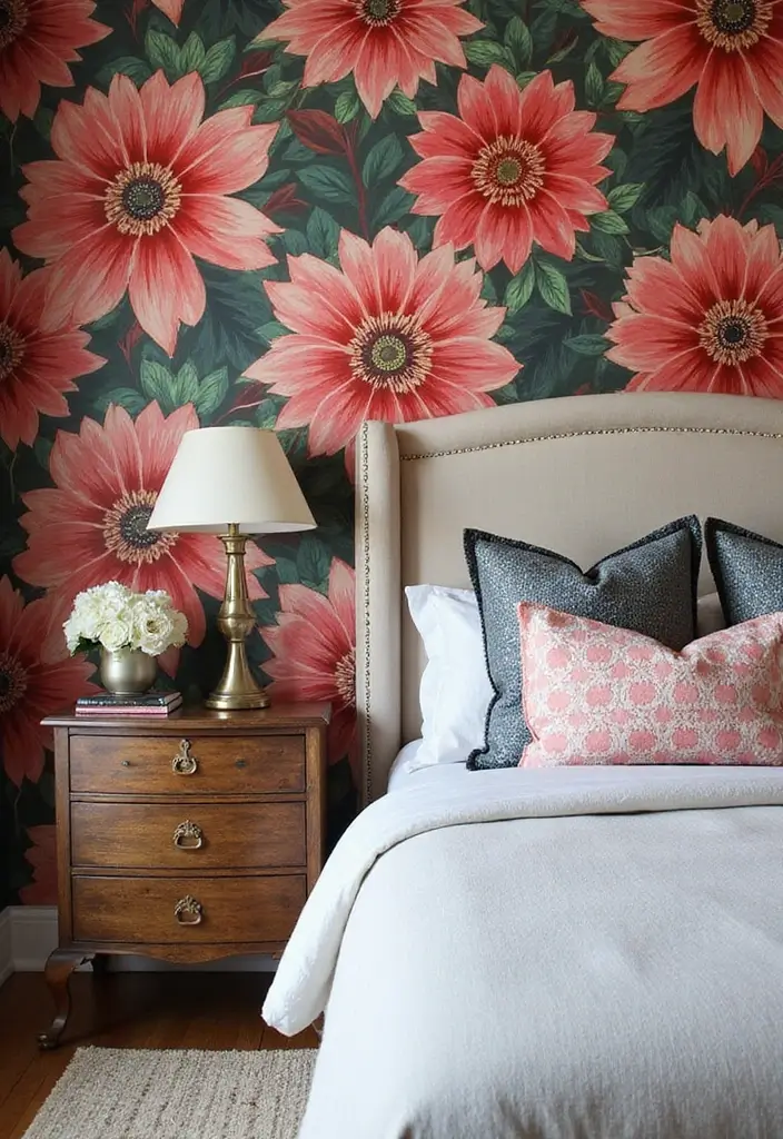 11 Floral Bedroom Wallpaper Ideas That Bloom With Personality and Charm - 7. Bold and Bright