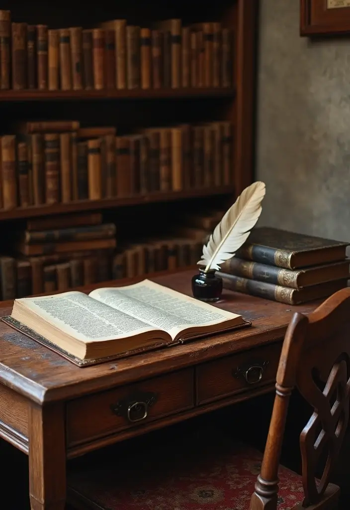 19 Medievalcore Decor Ideas That Feel Regal & Raw - 14. Quaint Quills and Ink