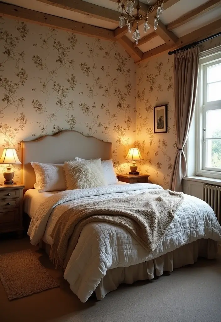 11 Floral Bedroom Wallpaper Ideas That Bloom With Personality and Charm - 6. Cozy Cottage Vibes
