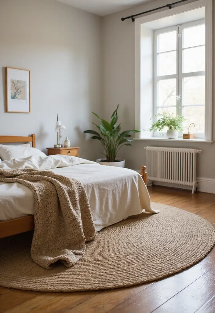 13 Natural Material Bedroom Ideas That Feel Organic & Effortlessly Elegant - 7. Jute Area Rugs
