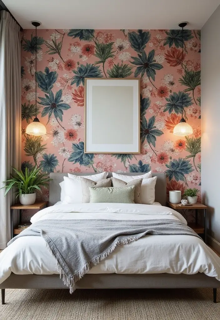 11 Floral Bedroom Wallpaper Ideas That Bloom With Personality and Charm - 10. Statement Accent Wall
