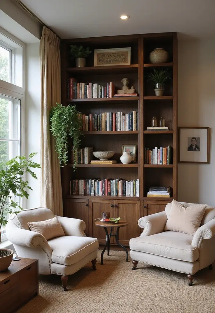13 Cozy Living Room Decor Ideas That Wrap Your Space in Warmth & Style - 9. Incorporate Bookshelves