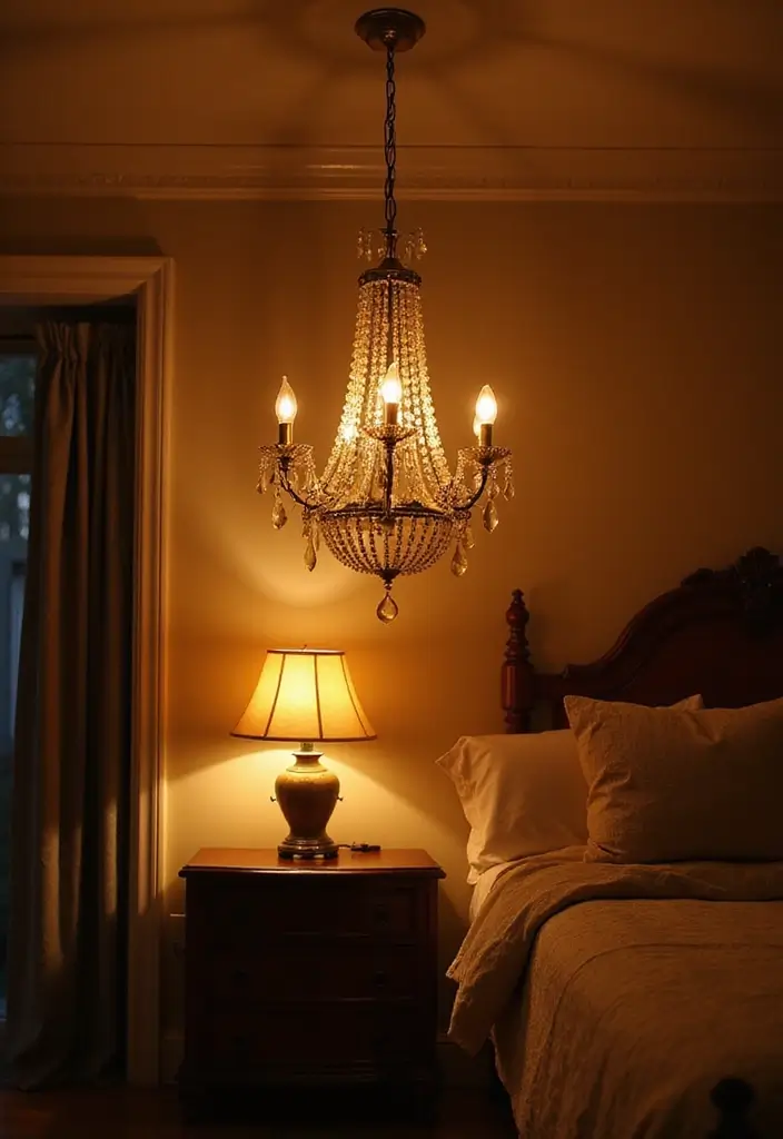 13 Vintage Bedroom Decor Ideas That Radiate Timeless Charm - 5. Vintage Lighting Fixtures