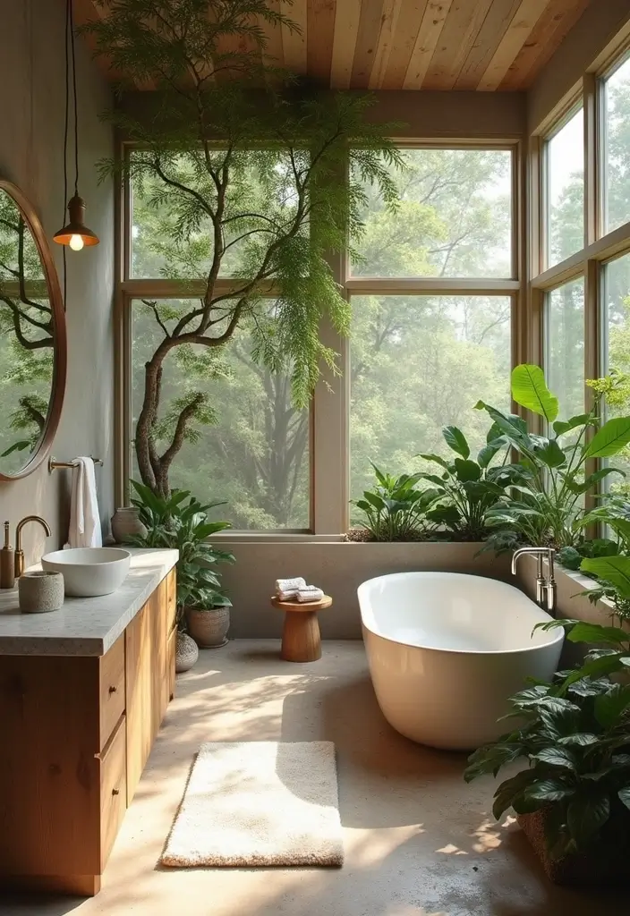 19 Sustainable Bathroom Material Ideas That Blend Eco-Friendly Design & Timeless Style - 15. Biophilic Design Elements