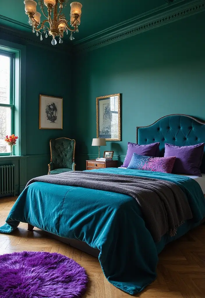 11 Eclectic Glam Bedroom Ideas That Sparkle With Personality & Flair - 1. Vibrant Jewel Tones