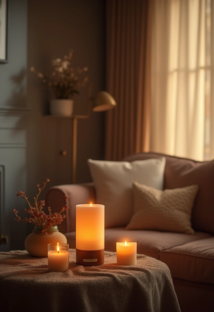 13 Cozy Living Room Decor Ideas That Wrap Your Space in Warmth & Style - 13. Scented Candles and Diffusers