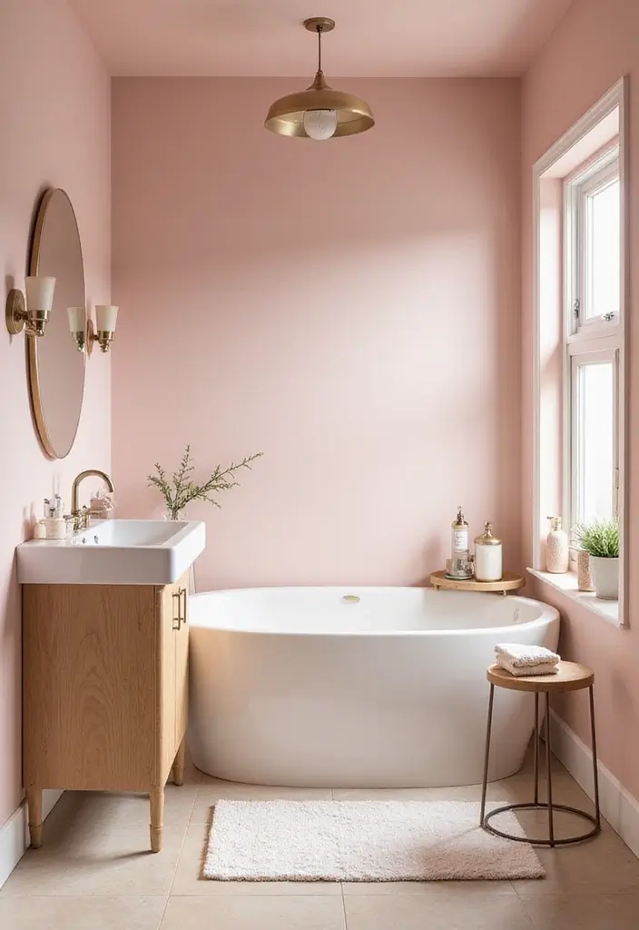 25 Bold Bathroom Color Ideas That Drench Your Space in Vibrance & Personality - 13. Soft Blush Pink