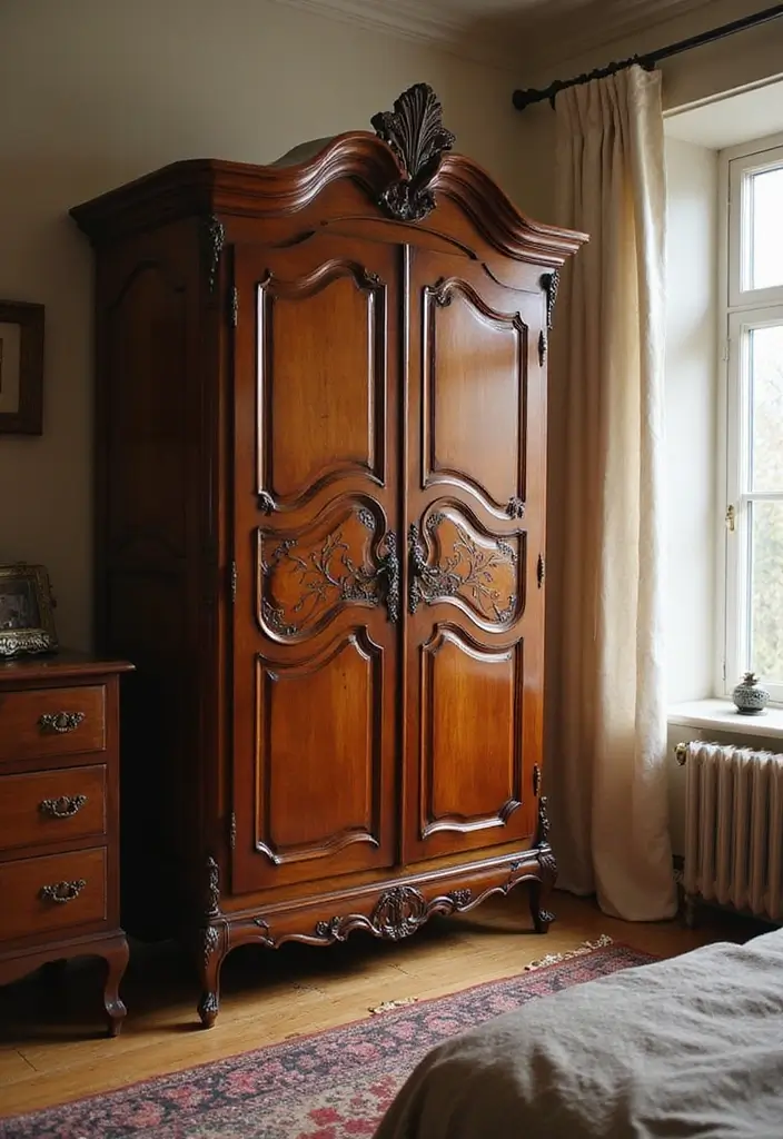 13 Vintage Bedroom Decor Ideas That Radiate Timeless Charm - 10. Antique Wardrobes