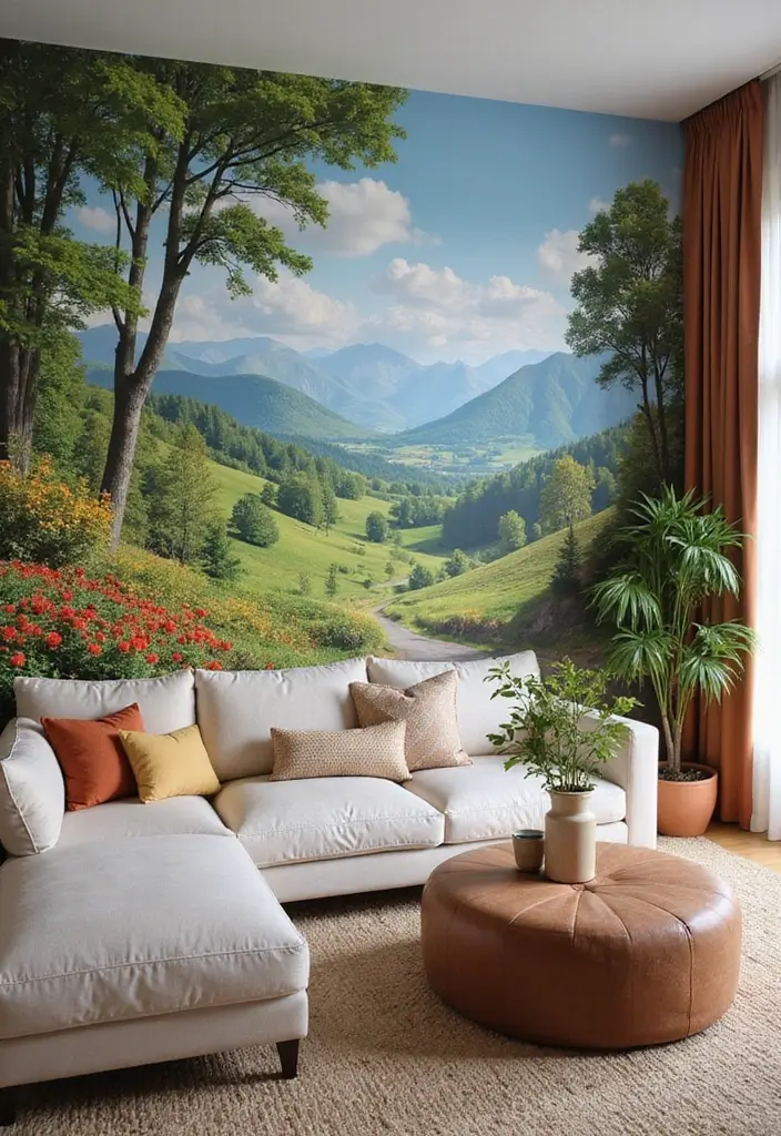 9 Living Room Accent Wall Ideas That Instantly Elevate Your Space - 4. Artistic Murals