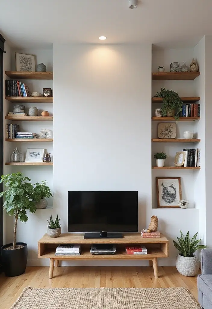 9 Living Room Accent Wall Ideas That Instantly Elevate Your Space - 7. Shelving and Display