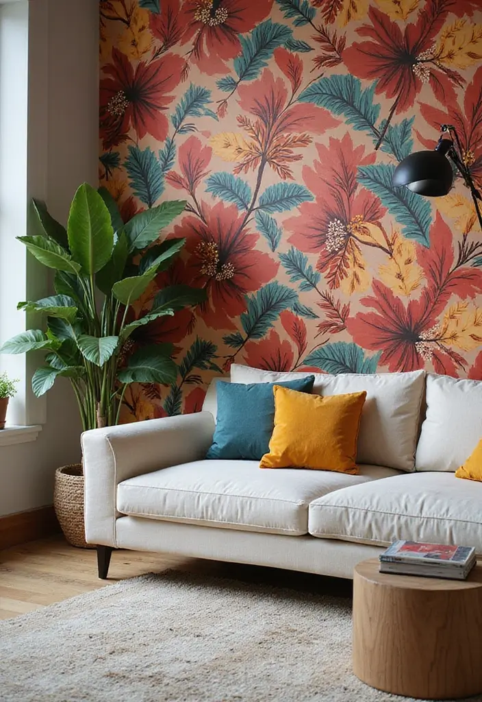9 Living Room Accent Wall Ideas That Instantly Elevate Your Space - 6. Wallpaper Wonderland