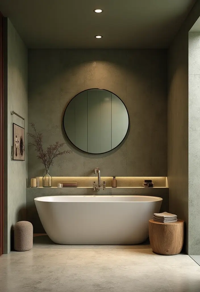 25 Bold Bathroom Color Ideas That Drench Your Space in Vibrance & Personality - 22. Earthy Olive Green