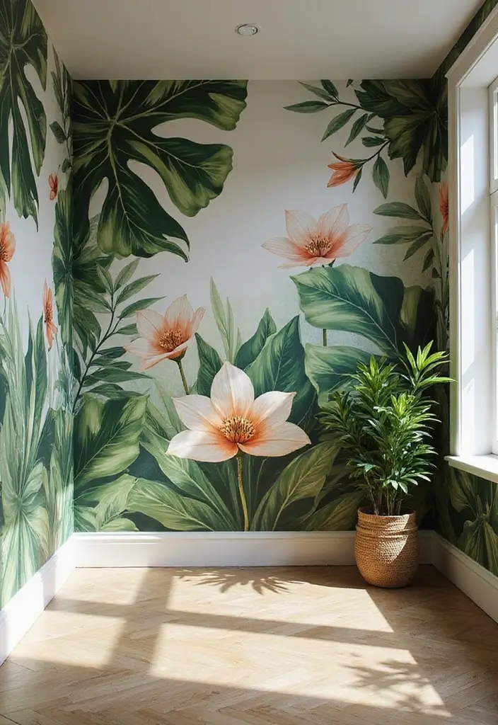 11 Bold Wallpaper Ideas That Transform Your Walls With Botanical & Textured Style (Wait Until #4!) - 4. Bold Botanical Murals