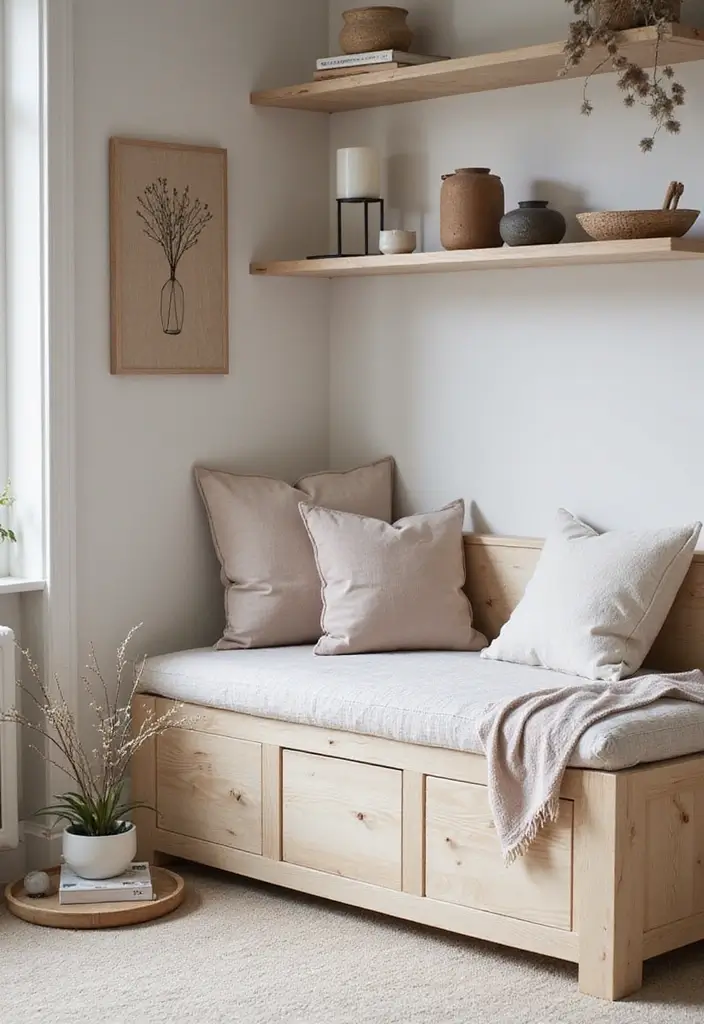 13 Banquette Storage Bench Ideas That Maximize Space & Style (Wait Until #6!) - 4. Elegant Scandi Design