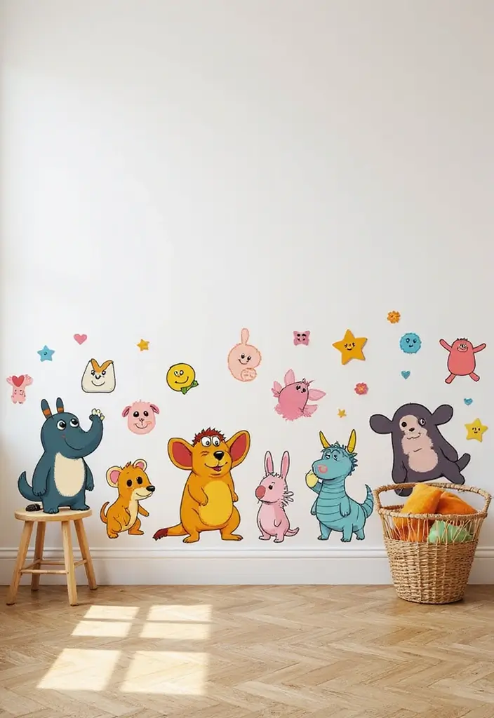 10 Enchanting Storybook Kids Room Decor Ideas That'll Spark Your Child's Imagination! - 5. Cute Character Wall Stickers