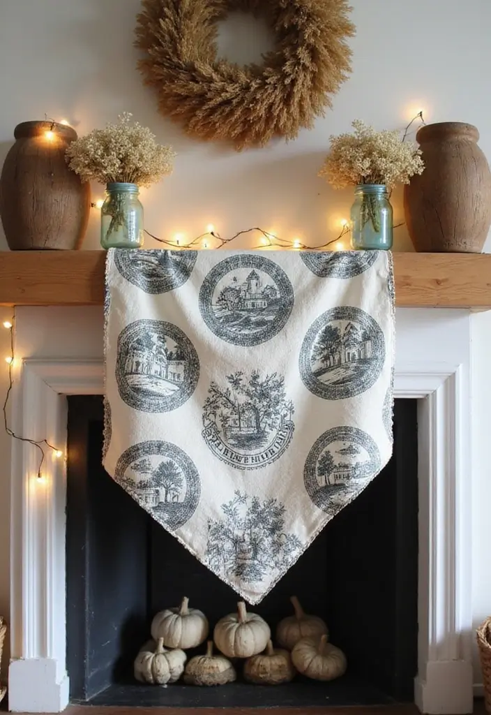 Top 10 Winter Toile Mantel Ideas That Reimagine Holiday Style (Wait Until #8!) - 3. Rustic Farmhouse Charm