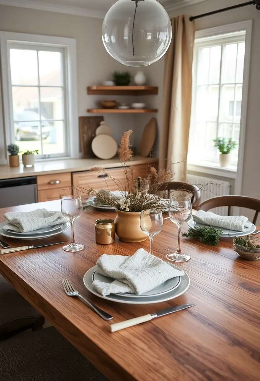 Top 25 Warm Minimalist Winter Home Decor Ideas That Make Your Space Feel Calm & Cozy - 23. Minimalist Kitchen Table Settings