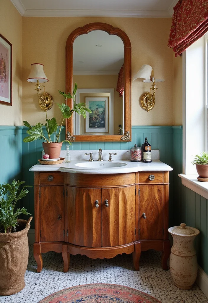 15 Modern Fluted Wood Bathroom Vanity Design Ideas for a Dreamy 2026 Spa Retreat - 13. Mixing Styles for Eclectic Charm 1